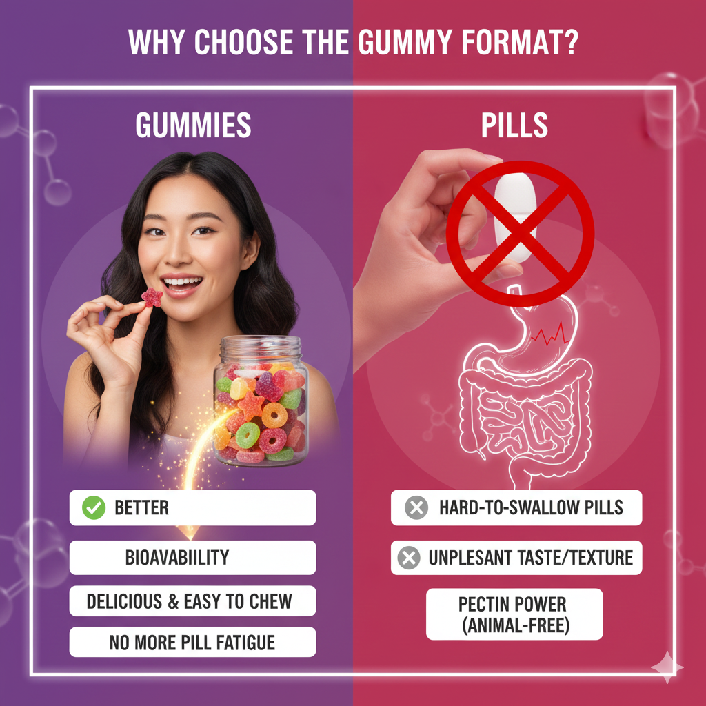 Diagram showing easy absorption of gummies